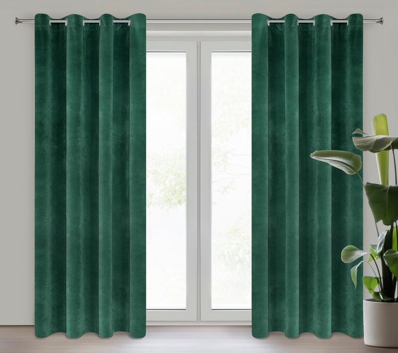 Zasłona gotowa Villa ciemnozielona 140 x 250 cm – zaciemniająca i stylowa