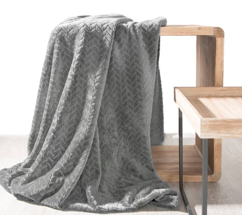 Koc z mikroflano Cindy stalowy 200 X 220 cm – miękki i puszysty