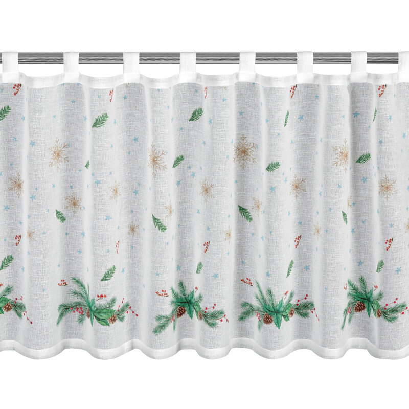 Zasłona świąteczna Boże Narodzenie biała 60x150 cm – gotowa do zawieszenia