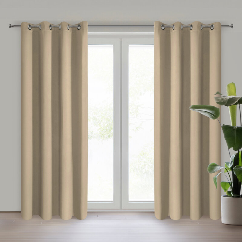 Zasłona gotowa Nerisa beżowa 140 x 250 cm – zaciemnia pomieszczenie