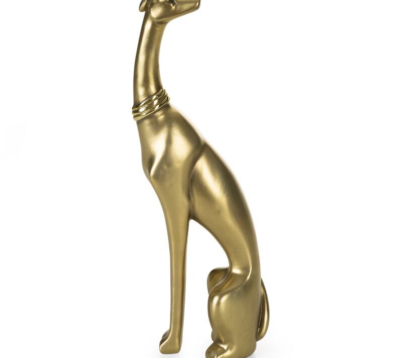 Figurka ceramiczna pies złoty 13 x 7 x 36 cm – stylowa dekoracja