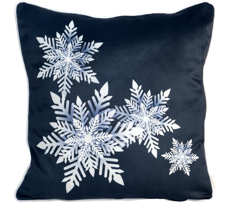 Poszewka świąteczna Carol02 granatowa 60 x 60 cm – welwetowa i trwała