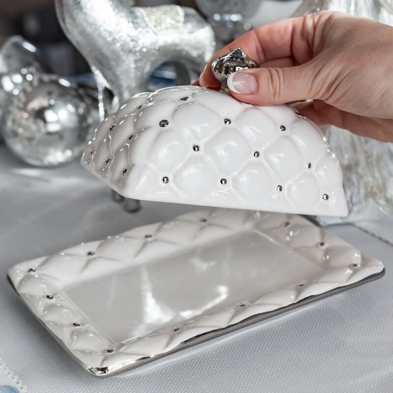 Naczynie dekoracyjne białe 21 x 15 x 10 cm – idealne na biżuterię