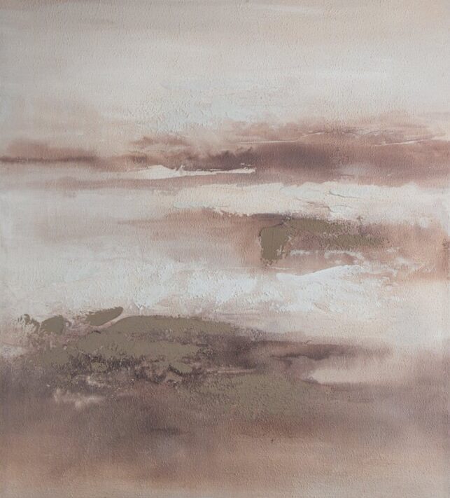 Obraz ręcznie malowany abstrakcyjny beżowy 80 X 100 CM – intryguje i inspiruje