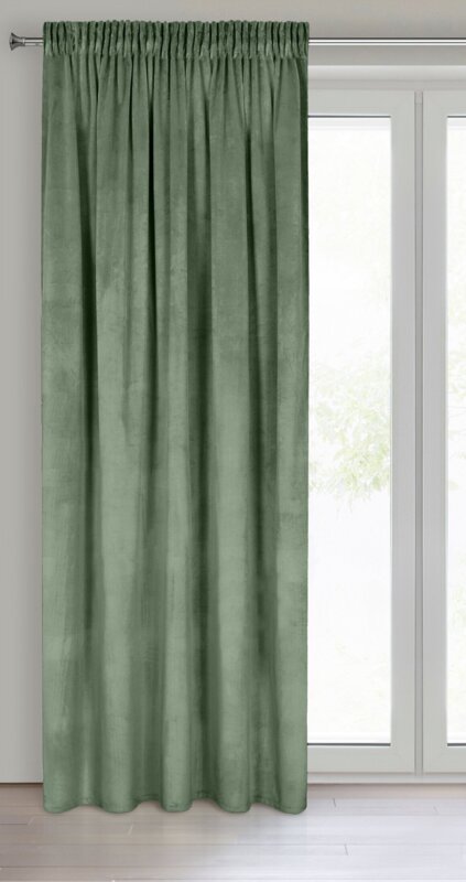 Zasłona welwetowa gotowa Melanie ciemnomiętowa 140 X 270 CM – miękka i aksamitna