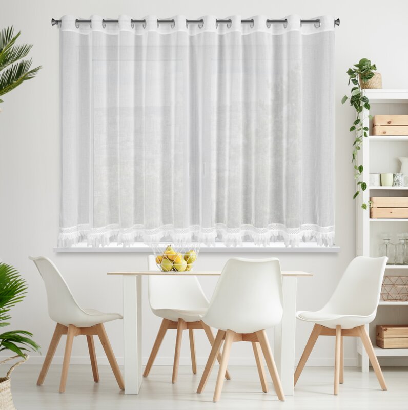 Firana gotowa biała 350 x 150 cm – gotowa do zawieszenia