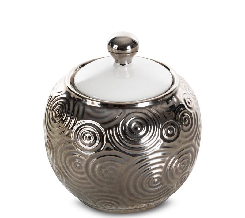 Pojemnik ceramiczny srebrny 10 X 10 X 11 cm – stylowa dekoracja
