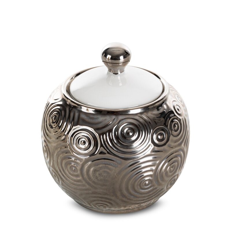 Pojemnik ceramiczny srebrny 10 X 10 X 11 cm – stylowa dekoracja