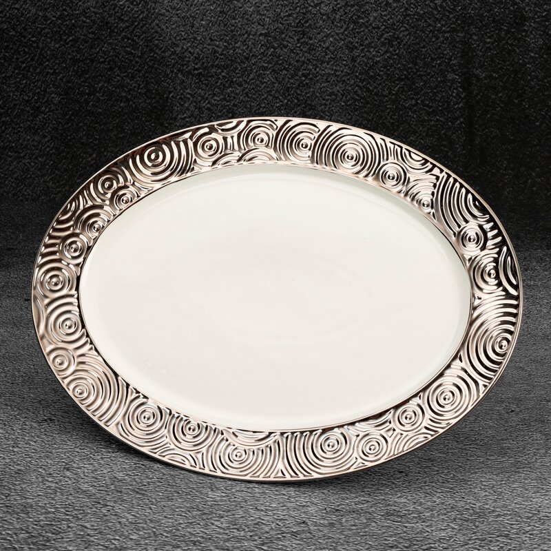 Patera ceramiczna Altea srebrna 25 x 34 x 3 cm – stylowa dekoracja stołu