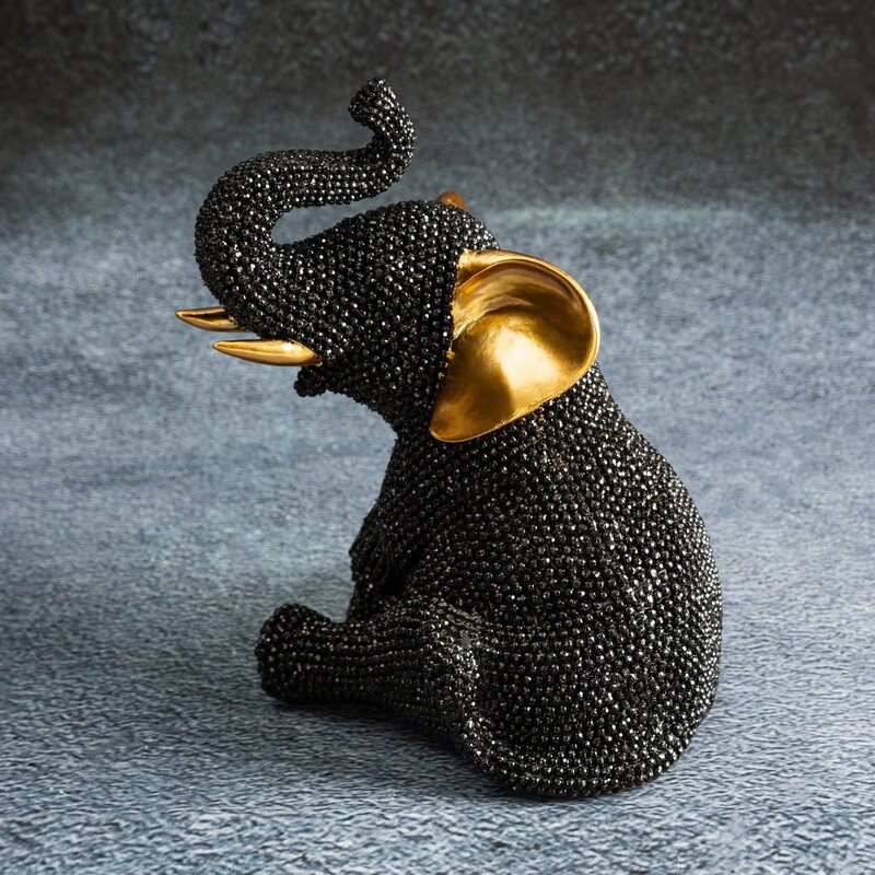 Figurka ceramiczna słoń czarny 12 x 14 x 18 cm – doda blasku wnętrzu