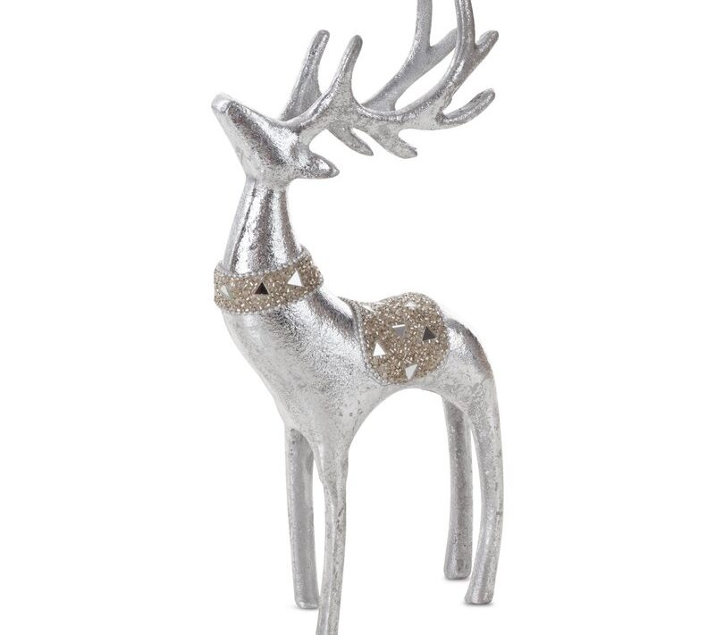 Figurka świąteczna srebrna 12 x 6 x 30 cm – metalowa dekoracja