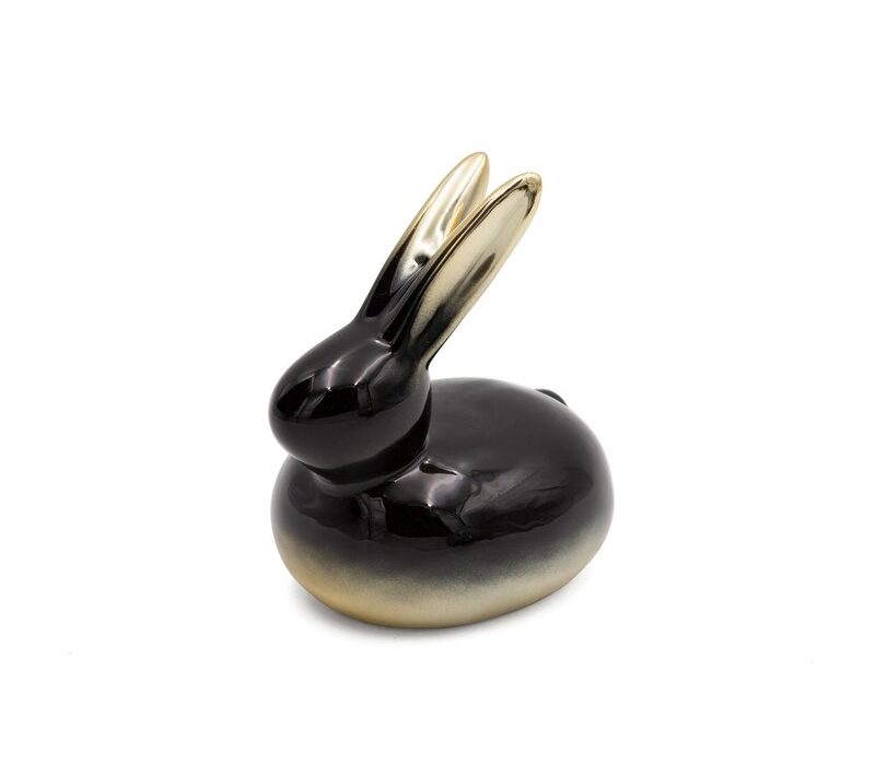 Figurka wielkanocna zająca czarno-złota 10x7x10 cm – doda blasku wnętrzu