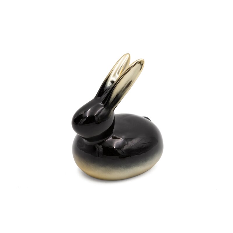 Figurka wielkanocna zająca czarno-złota 10x7x10 cm – doda blasku wnętrzu