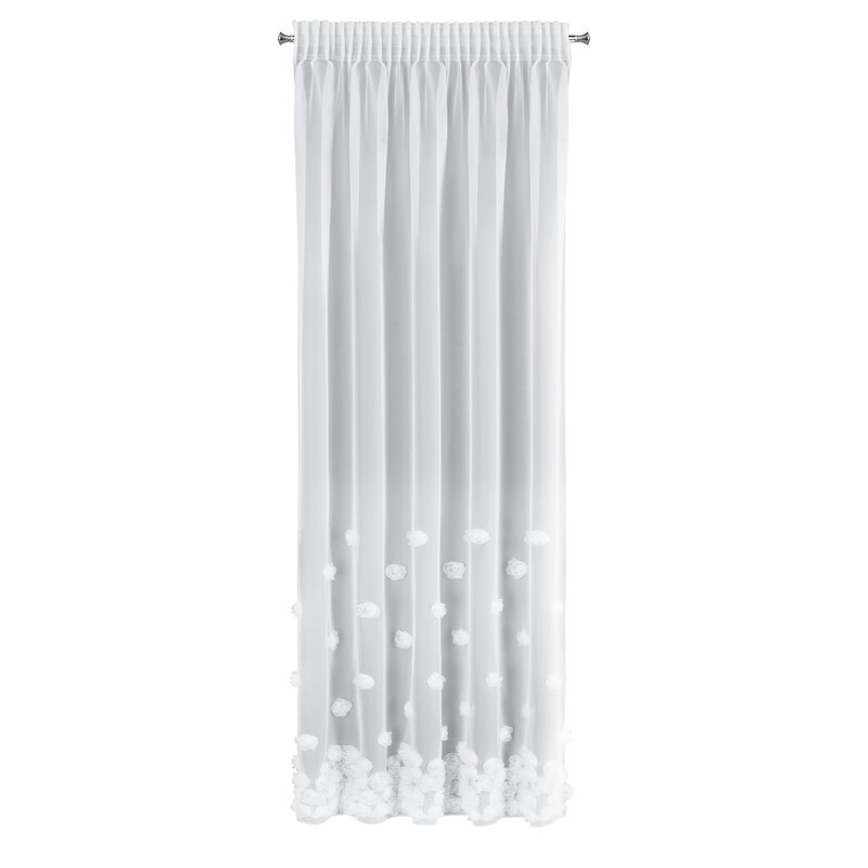 Firana gotowa Diana 2 biała 140 X 270 cm – na taśmie z różami