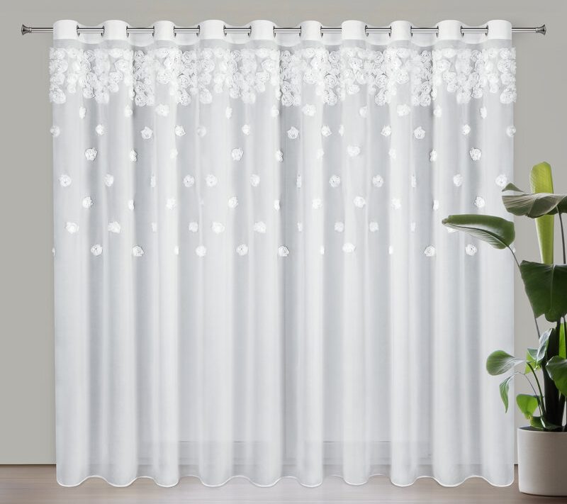Zasłona gotowa Diana biała 350 x 250 cm – rozprasza światło