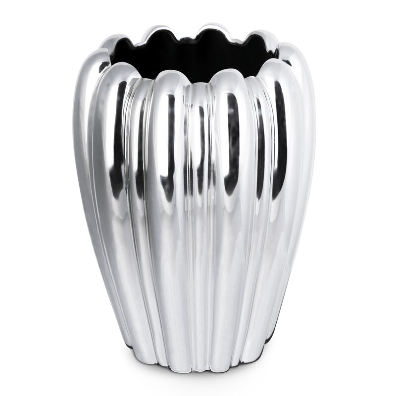 Wazon ceramiczny Antonio srebrny 19 x 19 x 25 cm – idealny na kwiaty