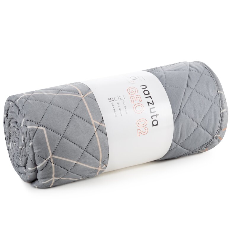 Narzuta D91 GEO 02 stalowa 200 X 220 CM – miękka mikrofibra