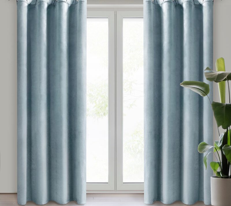 Zasłona gotowa welwetowa morska 140 x 250 cm – zaciemnia pomieszczenie