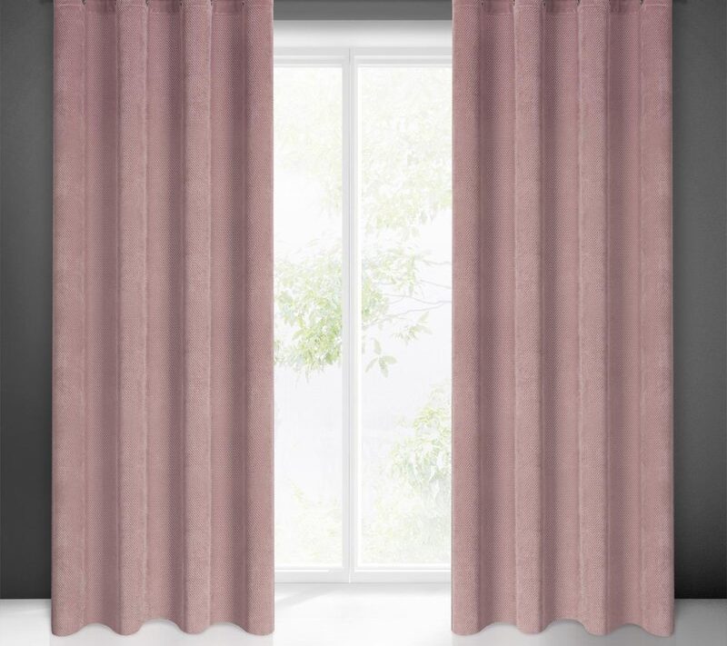 Zasłona gotowa Eliza pudrowy róż 140 X 250 CM – welwetowa miękkość