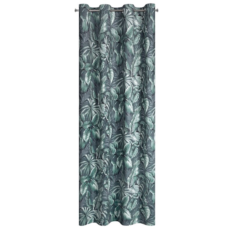 Zasłona gotowa Palermo szara 140 X 250 cm – welwetowa, wzór liści