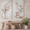 Obraz ręcznie malowany kwiatowy beżowy 60 X 120 cm – idealny do sypialni