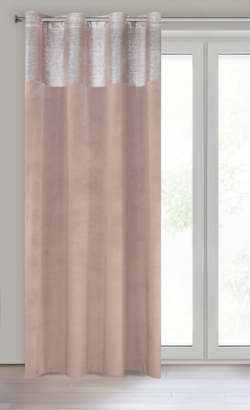 Zasłona gotowa welwet PERI pudrowy róż 140 x 250 cm – zaciemnia pomieszczenie
