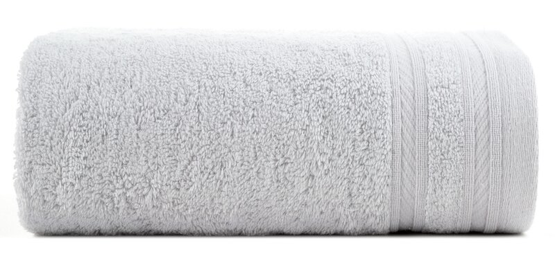 Ręcznik kąpielowy 70X140 cm bawełniany kolor srebrny z ozdobną bordiurą 500 g/m2 KELY – miękki i chłonny
