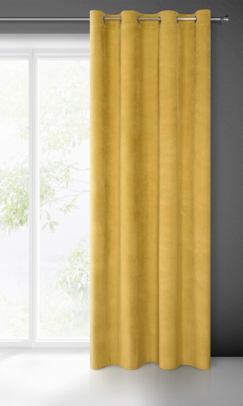 Zasłona gotowa Milo złota 140 X 250 cm – aksamitna, przytulna