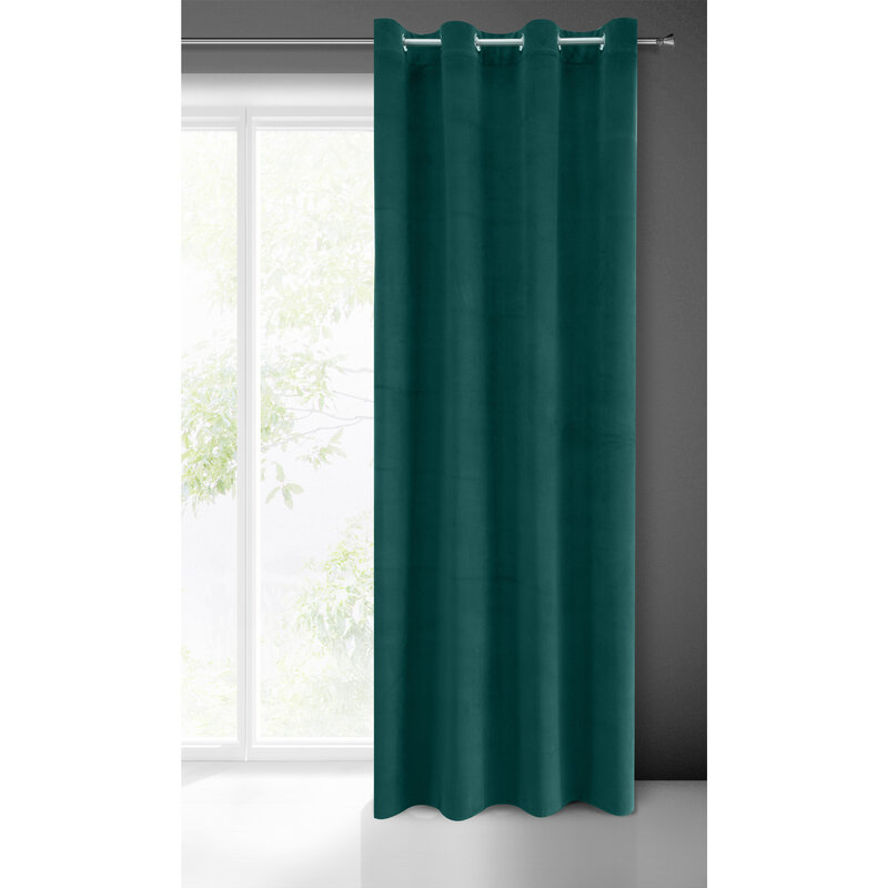 Zasłona welwetowa MILO ciemnozielona 140 X 250 cm – miękka i przytulna