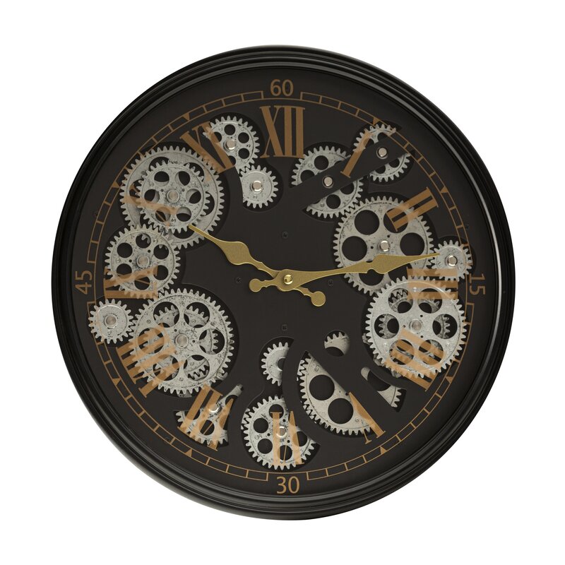 Zegar ścienny industrial czarny 35 x 7 x 35 cm – idealny do salonu
