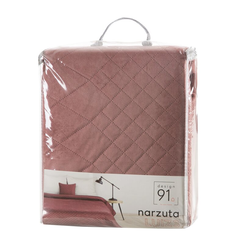Narzuta welurowa D91 Luiz 3 pudrowy róż 170 x 210 cm – miękka i przytulna