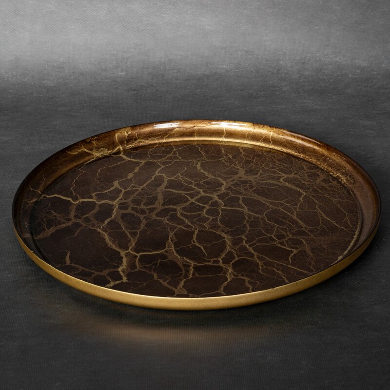 Patera szklana Suzi złota fi 33 x 2 cm – efektowna dekoracja