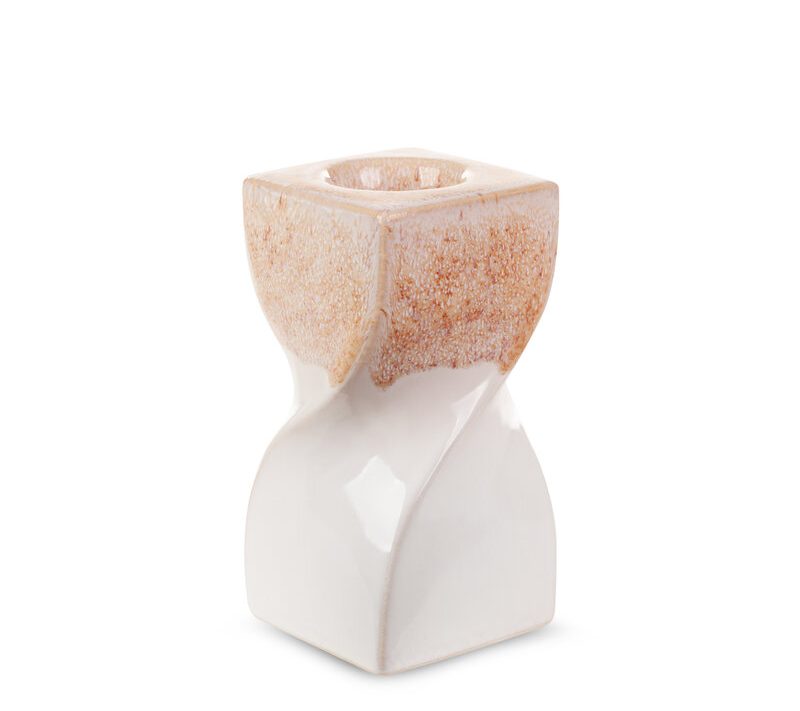 Świecznik ceramiczny Ruben (03) kremowy 8 x 8 x 16 cm – do wnętrz w stylu modern