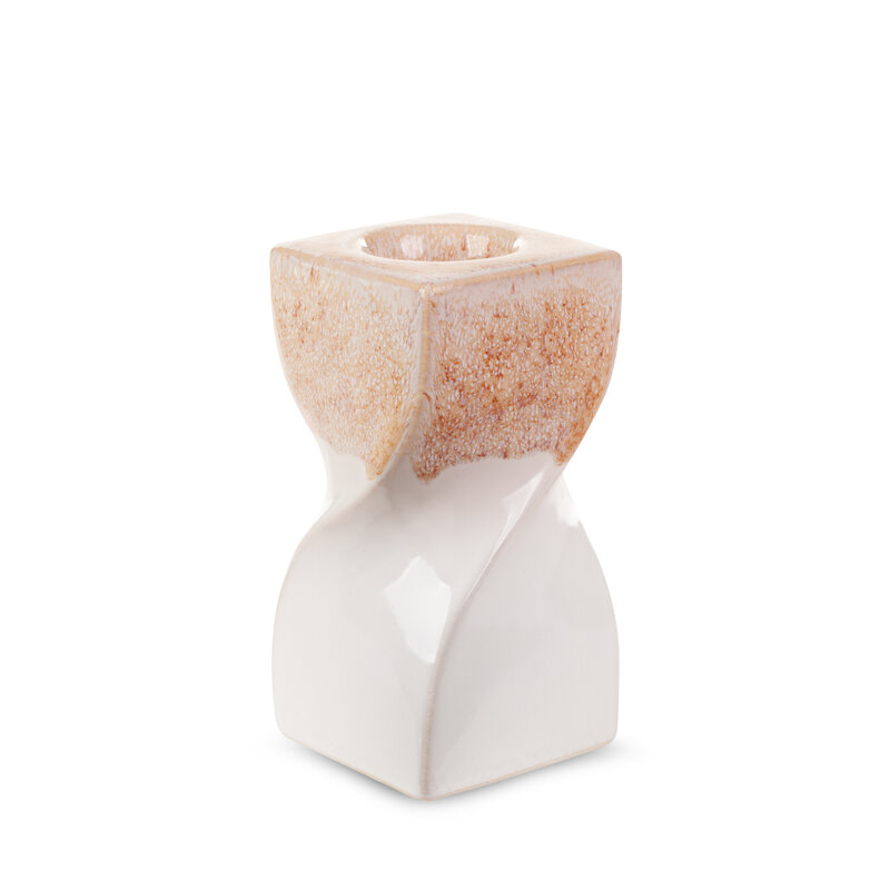Świecznik ceramiczny Ruben (03) kremowy 8 x 8 x 16 cm – do wnętrz w stylu modern