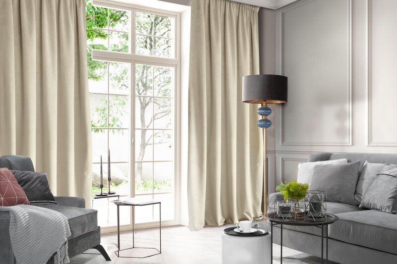 Zasłona gotowa D91 Rosa beżowa 135 X 300 CM – miękka w dotyku