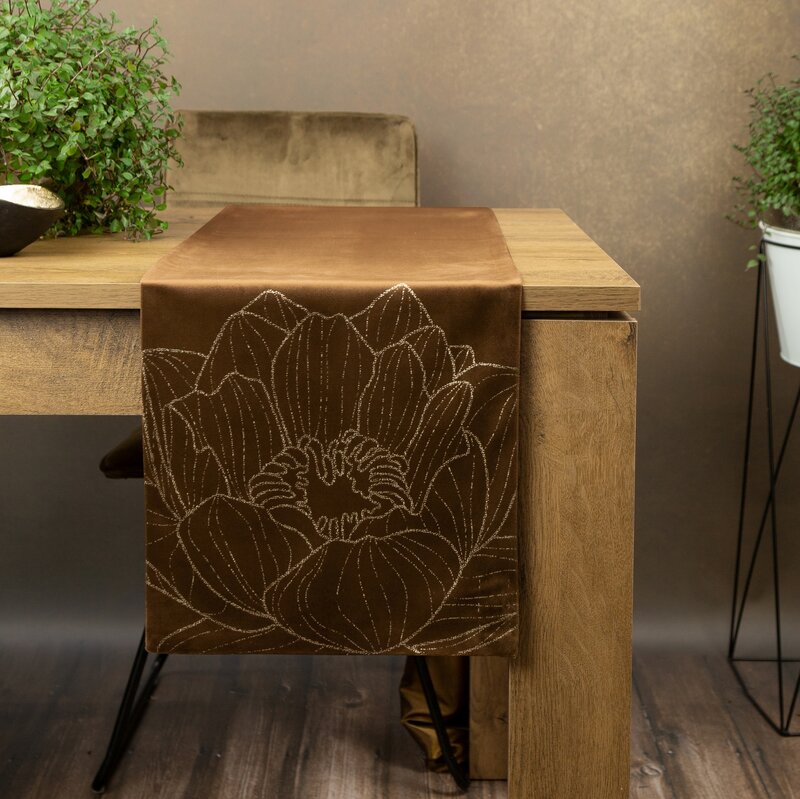 Obrus błyszczący Blink brązowy 35 x 180 cm – doda blasku stołowi