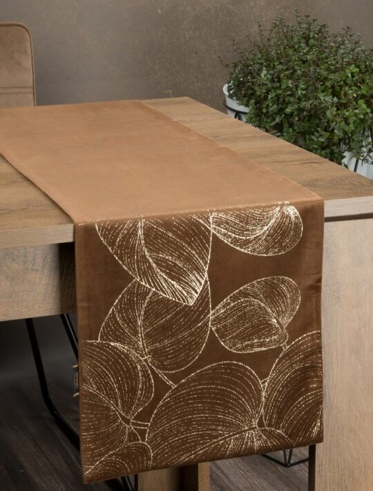 Obrus błyszczący brązowy 35 x 220 cm – doda blasku stołowi