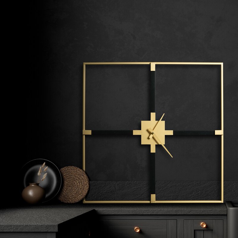 Zegar ścienny czarny 60 x 5 x 60 cm – nowoczesny akcent do salonu