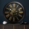 Zegar ścienny industrial czarny O 64 x 11 cm – stylowy akcent w salonie