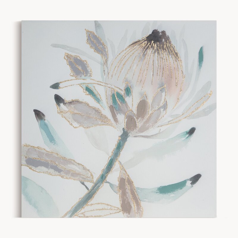 Obraz ręcznie malowany Kwiaty pudrowy róż 60 X 60 cm – wypełnia harmonią