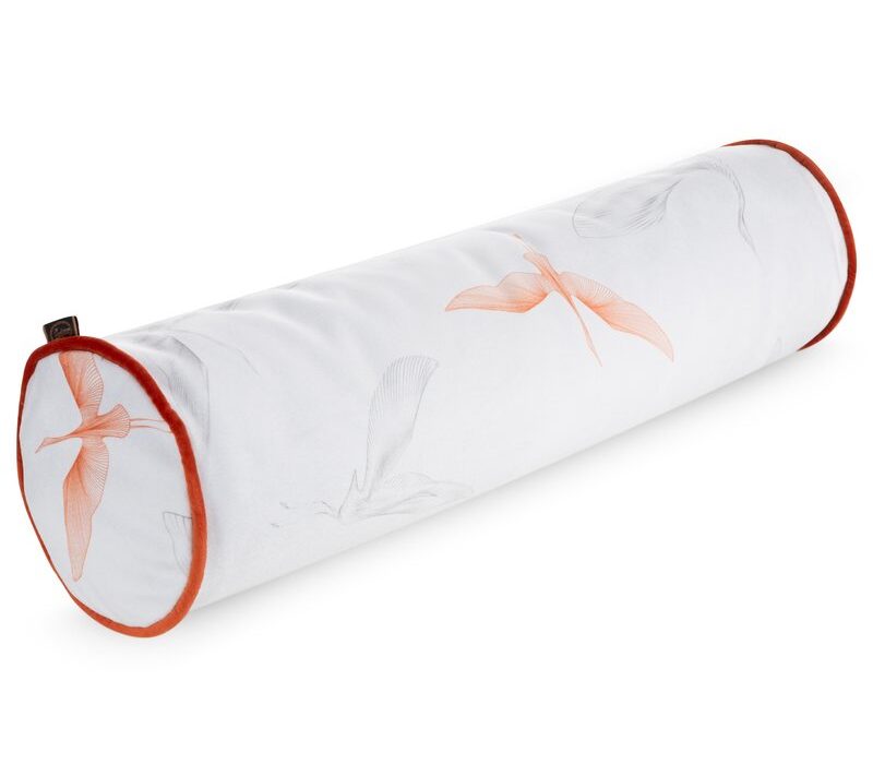 Poszewka wałek PREM/LEA/CHP biała 16x62 cm – subtelny wzór ważki