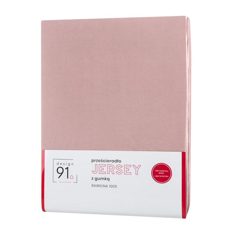 Prześcieradło jersey pudrowy róż 90 x 200 x 25 cm – miękkie i otulające