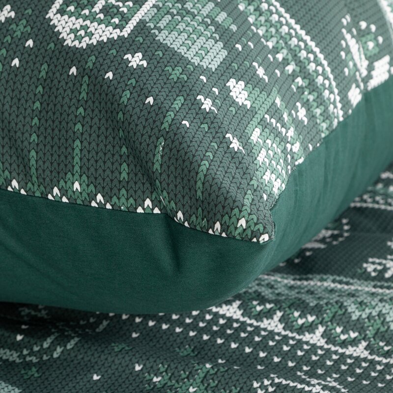 Pościel świąteczna Clover ciemnozielona 160 x 200 cm – 100% bawełna