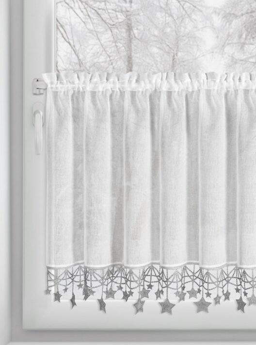 Zasłona świąteczna SW/XMAS/FIR biała 150x60 cm – gotowa do zawieszenia