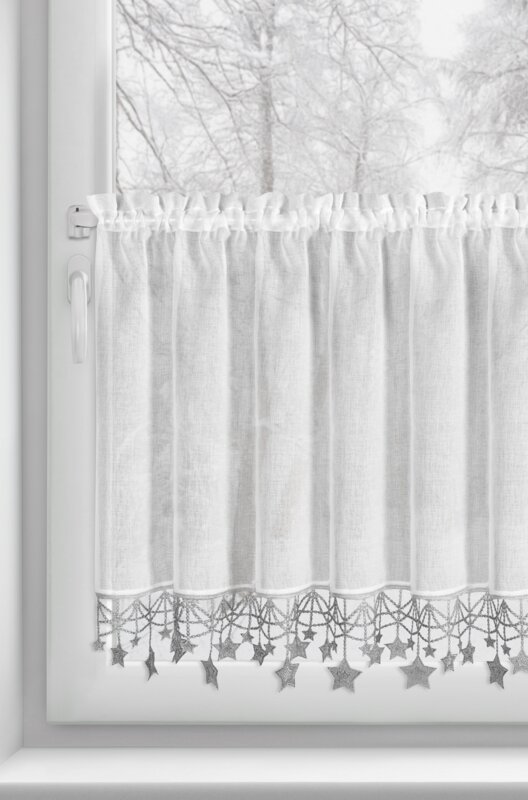 Zasłona świąteczna SW/XMAS/FIR biała 150x60 cm – gotowa do zawieszenia
