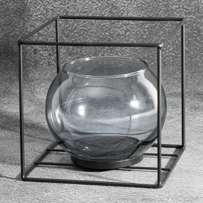 Szkło dekoracyjne czarne 17 x 17 x 17 cm – idealne na świece