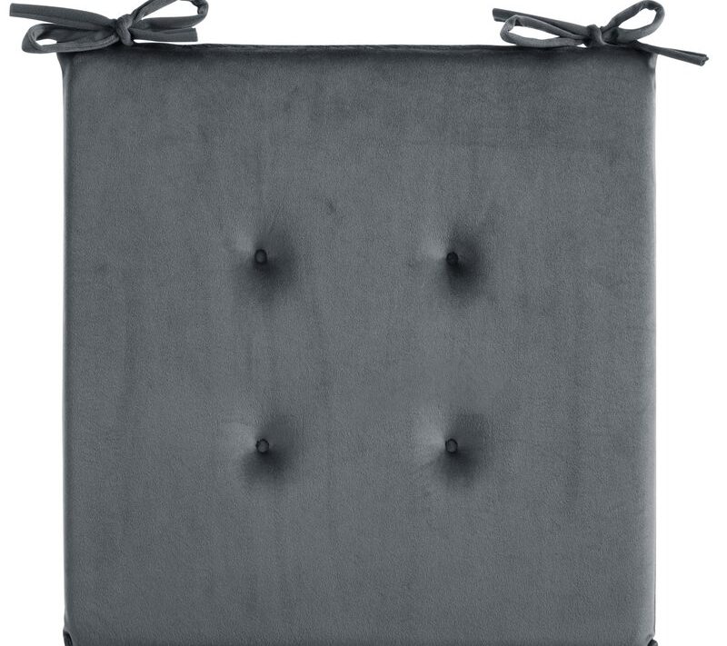 Siedzisko welurowe STALOWE 40x40x3 cm – miękkie i wygodne