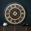 Zegar ścienny industrialny czarny O 76 x 8 cm – stylowy dodatek do wnętrz