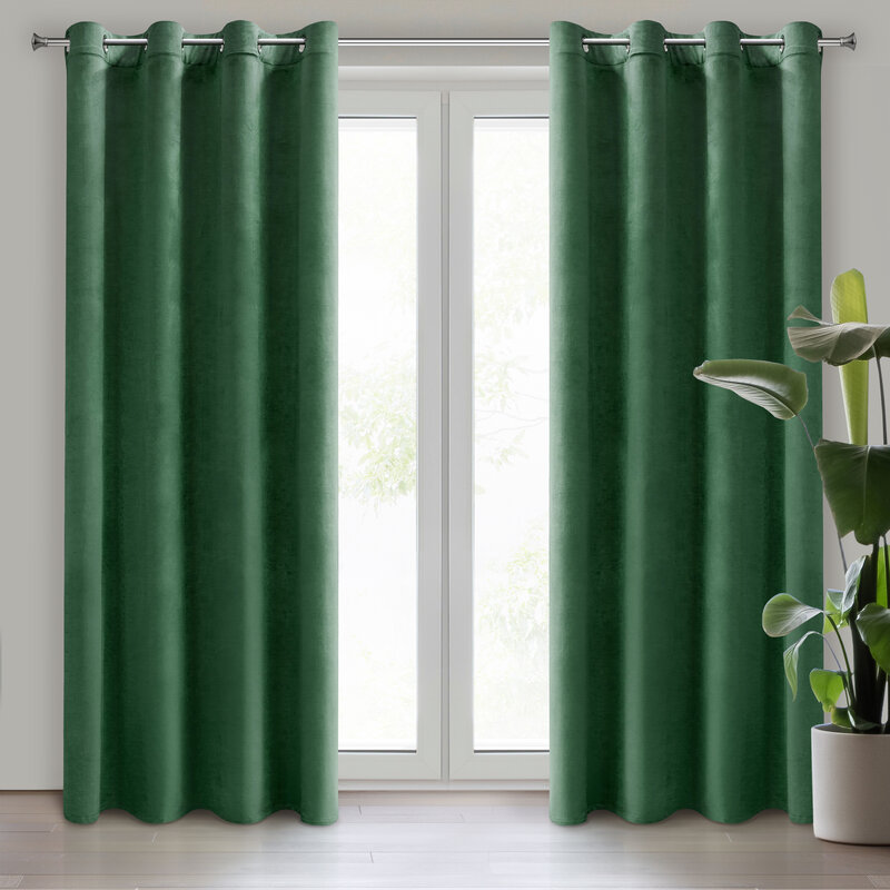 Zasłona gotowa Darla ciemnozielona 140 x 250 cm – zaciemnia pomieszczenie