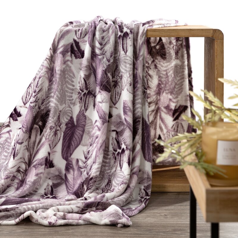 Koc flano Davos fioletowy 150 x 200 cm – miły w dotyku